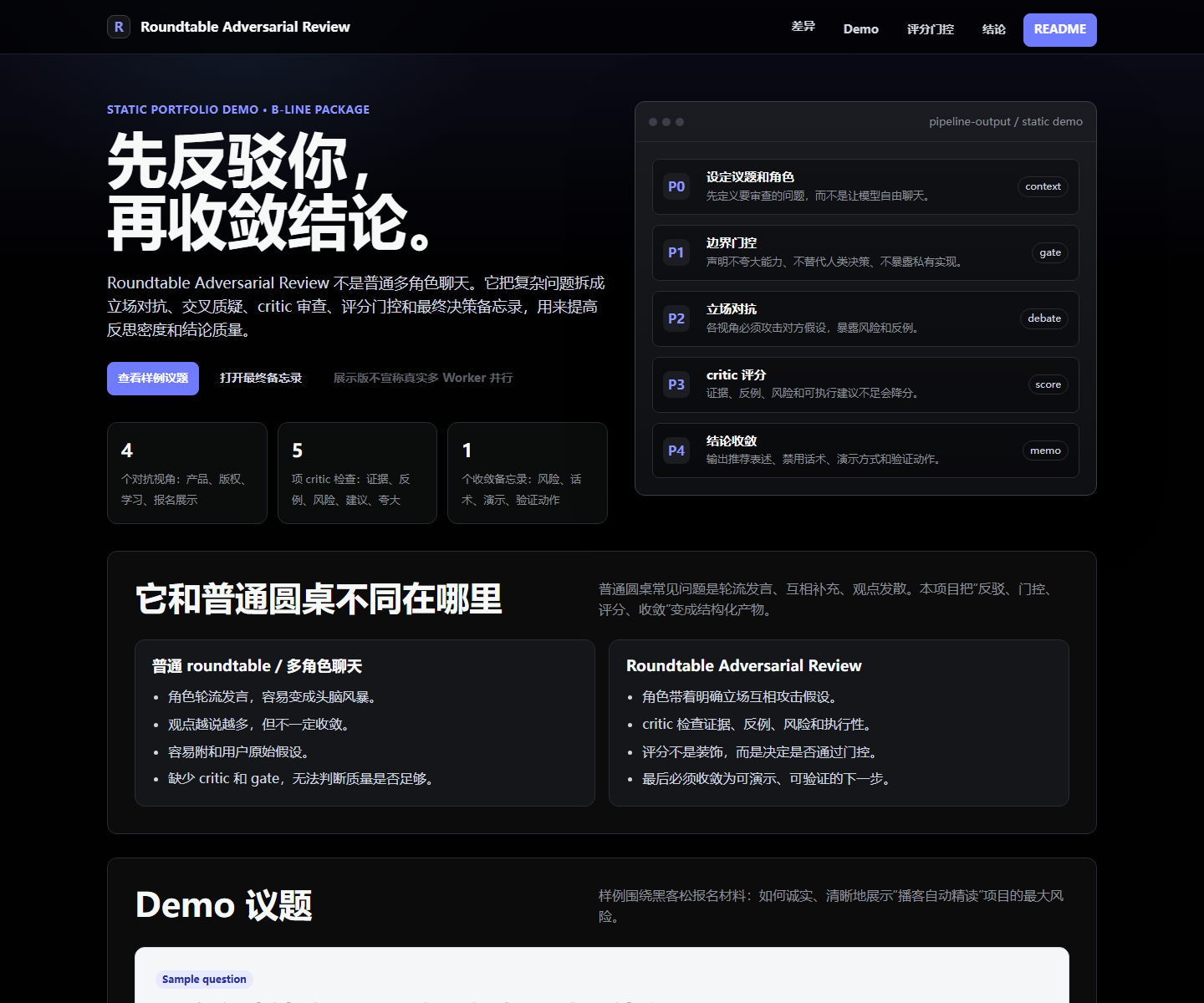 圆桌对抗评审首页截图